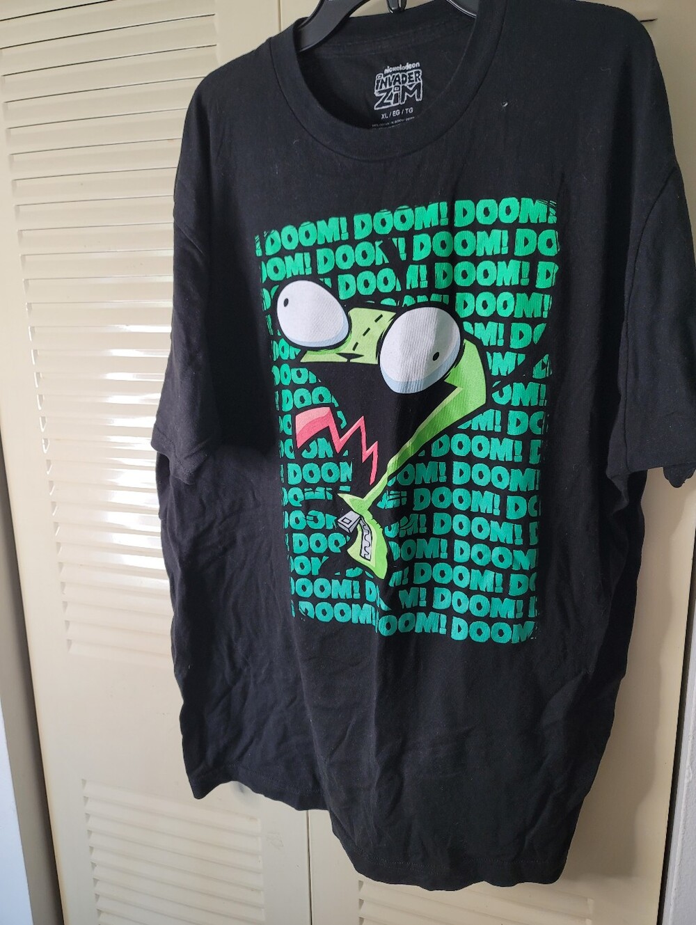 Nickelodeon Invader Zim Gir Impending Doom Repeated Adult T-Shirt Black Men XL